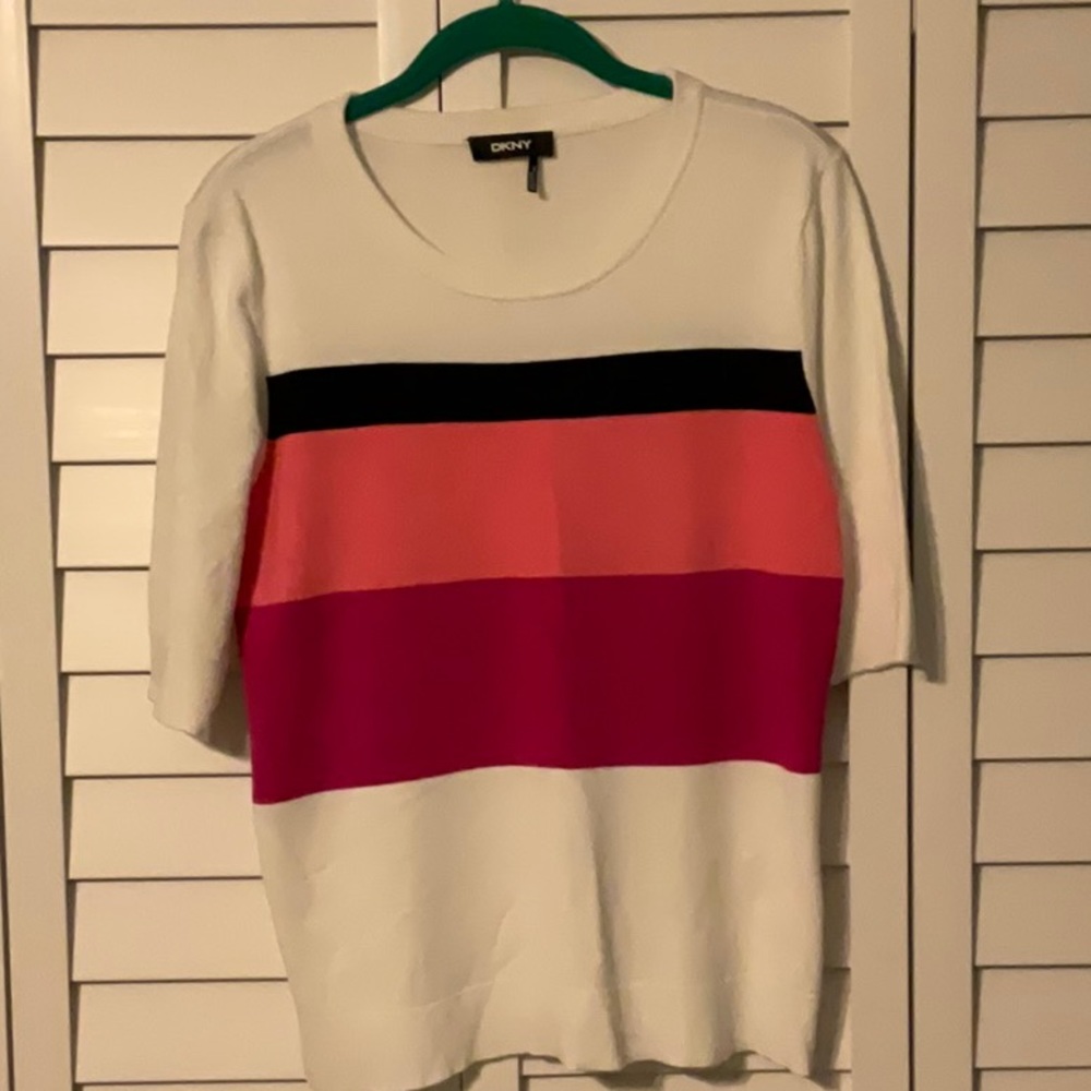 DKNY MULTI COLORED STRIPED TOP